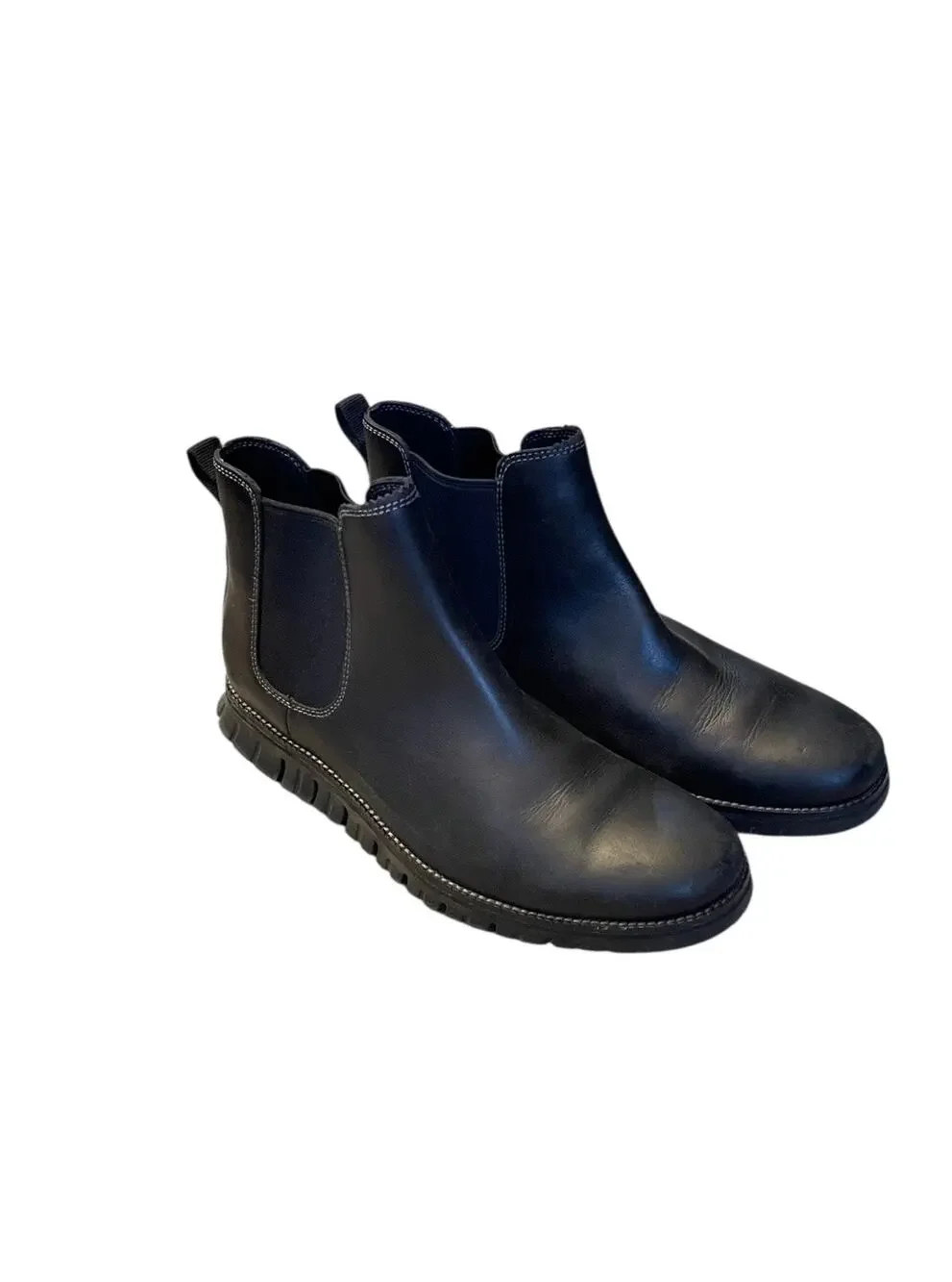 Boots Mens 10 M Zerogrand Ankle Chelsea Black Leather Pull On